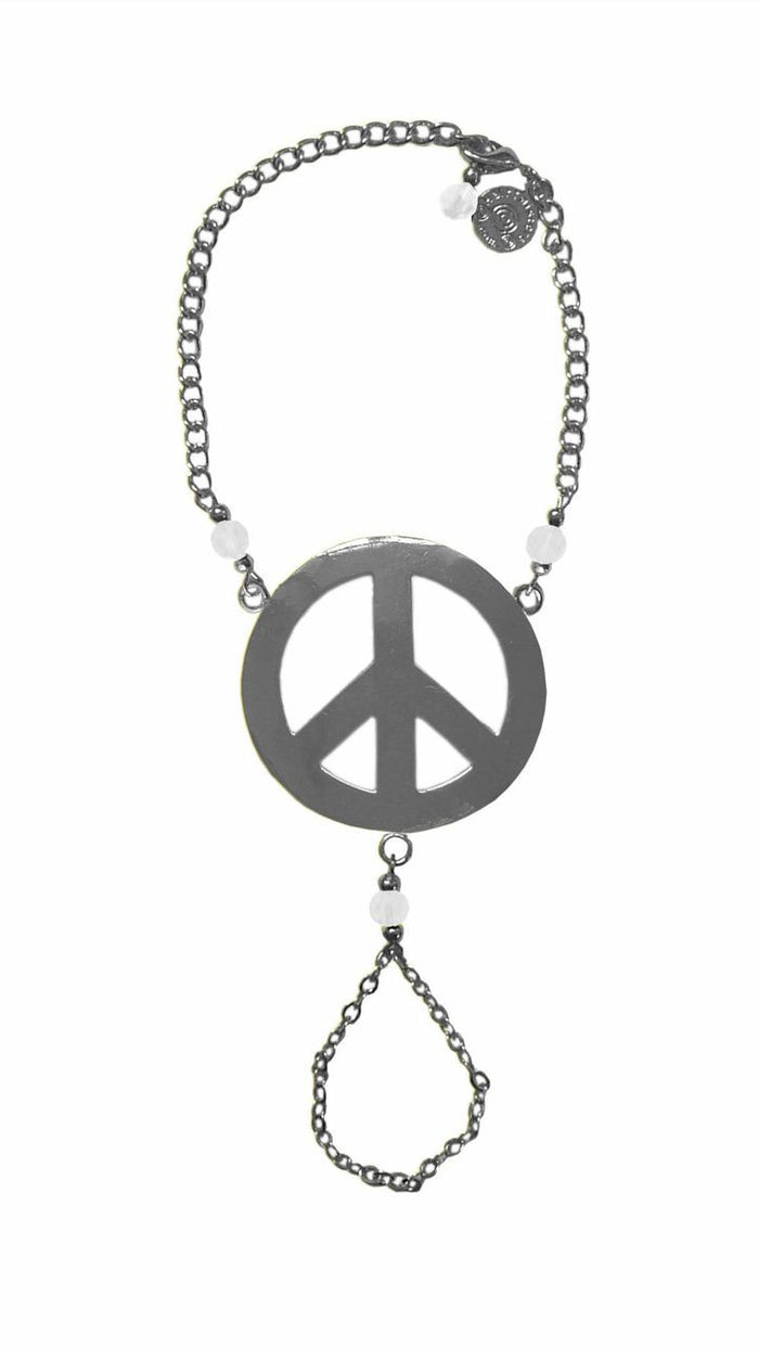 Front view: Peace Finger Bracelet – Adjustable Symbolic Boho Jewelry front view