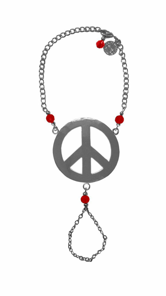 Front view: Peace Finger Bracelet – Adjustable Symbolic Boho Jewelry front view