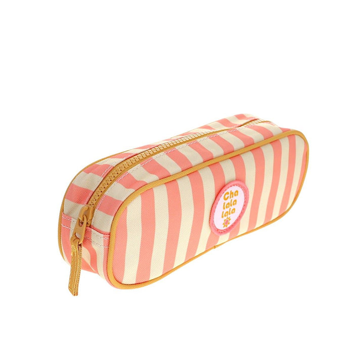 Le Petit Souk - Pencil Case - Pink Striped - Side Look