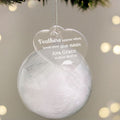 Personalised White Memorial Feather Bauble