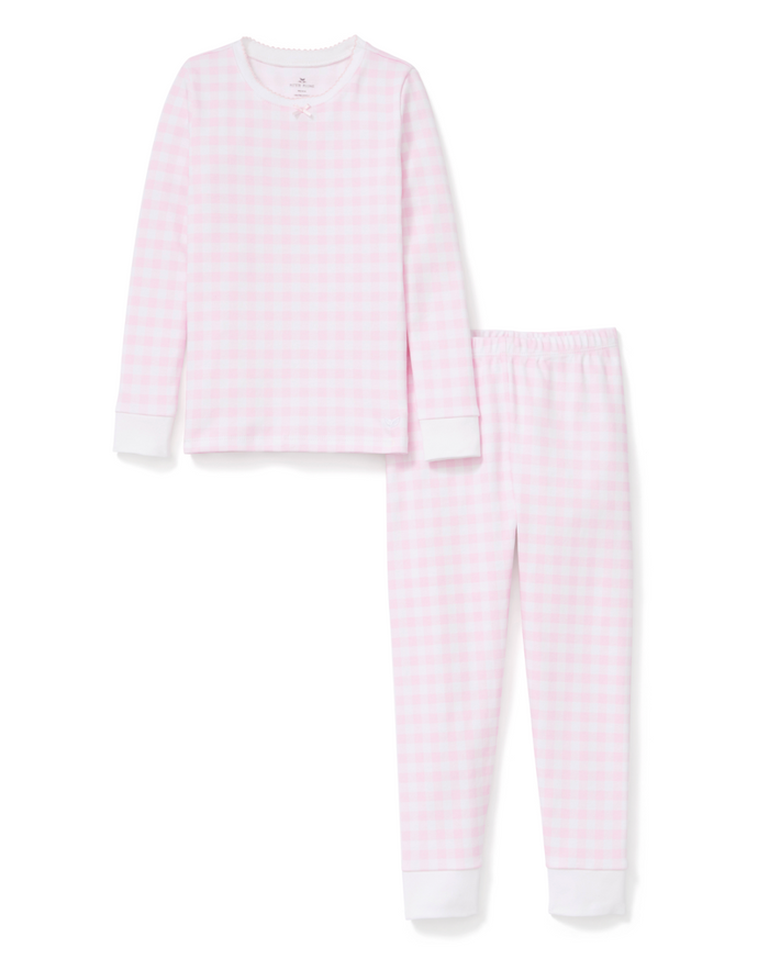 Petite Plume Pima Cotton Snugfit Pajamas in Pink Gingham