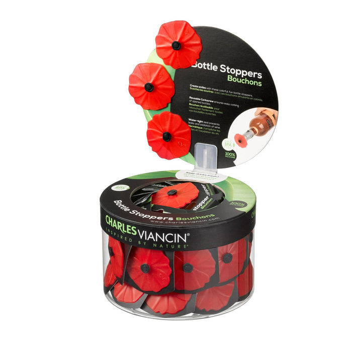 Poppy Bottle Stoppers (Red) - CDU/24