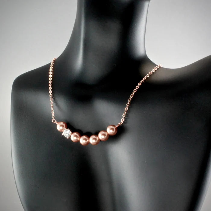 "Prelude" - Swarovski Pearl and Rose Gold Bridal Necklace