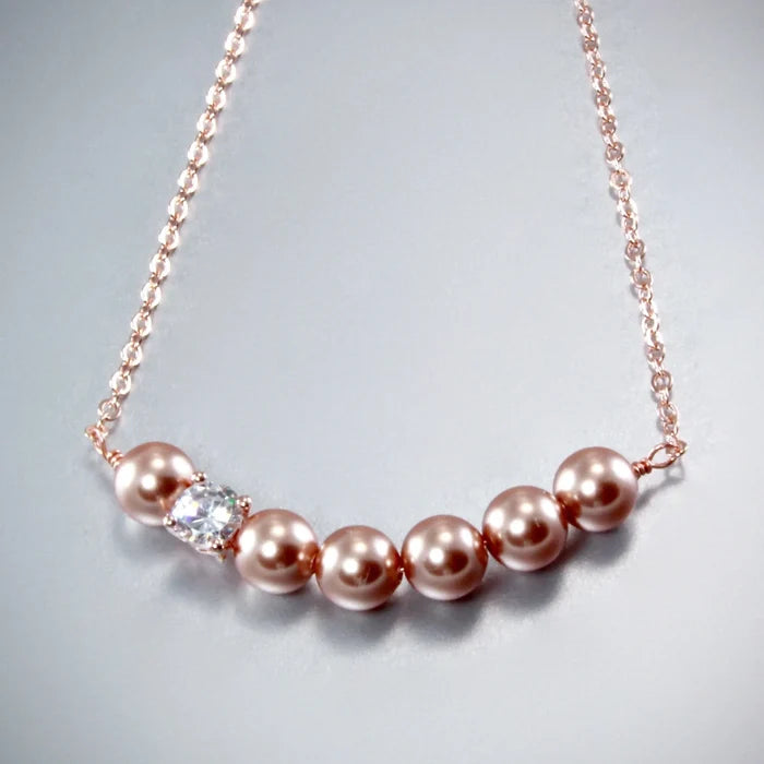 "Prelude" - Swarovski Pearl and Rose Gold Bridal Necklace