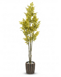Tall artificial foliage plant with dark ribbed planter