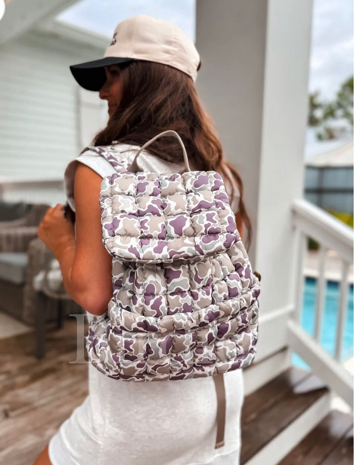PREORDER: Quilted Backpack in Duck Camo // ships in 2-3 weeks