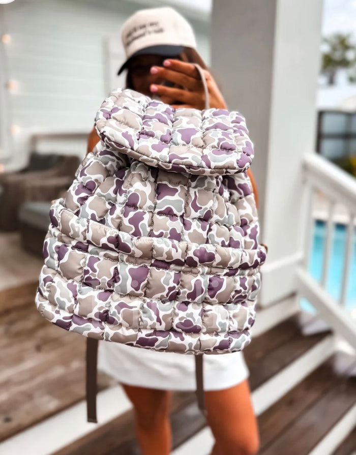 PREORDER: Quilted Backpack in Duck Camo // ships in 2-3 weeks