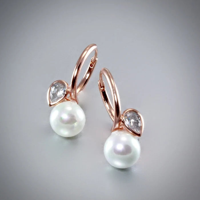 "Promise" - Pearl Bridal Earrings - Available in Rose Gold and Silver