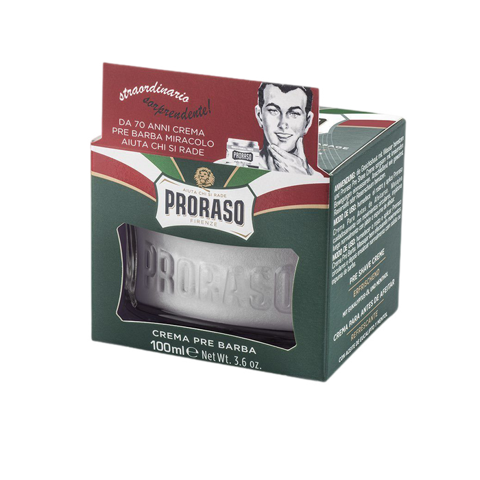Proraso pre-shave krem i 100ml grønn boks med eukalyptus og mentol