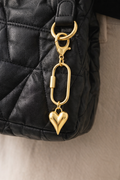 Puffy Heart Bag Charm Gold