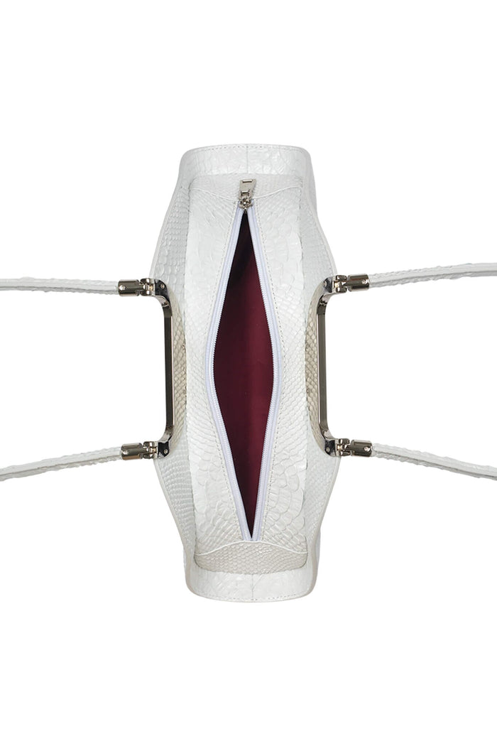 RETROGRADE Jeffrey Campbell Shoulder Bag White Snake Silver