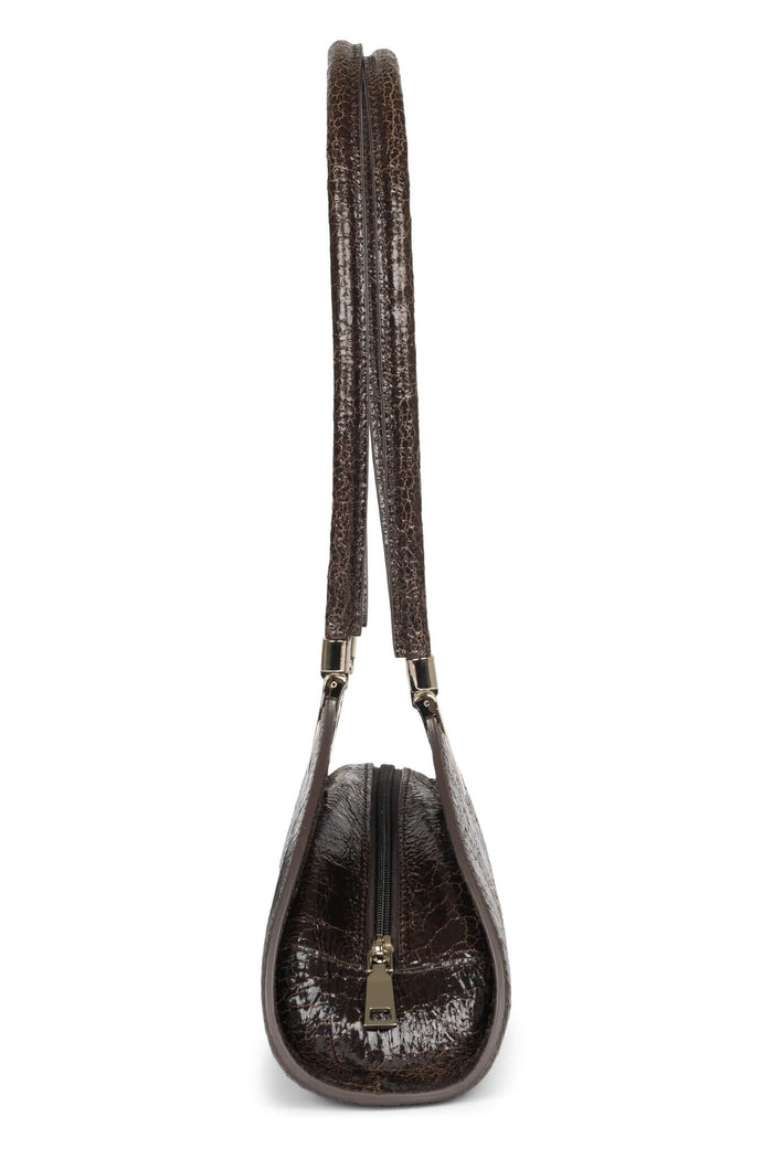 RETROGRADE Jeffrey Campbell Shoulder Bag Dark Brown Crackle 
_hover