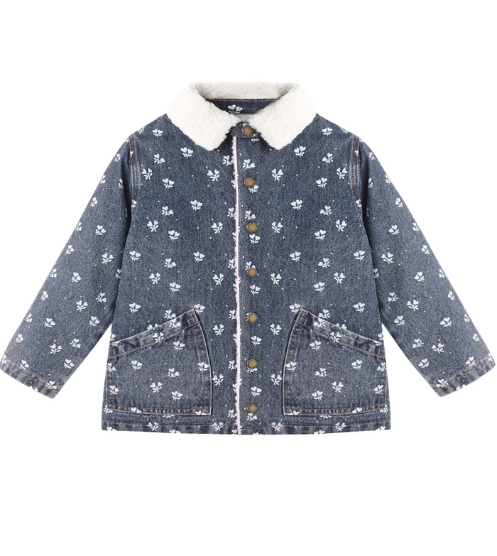 Rylee + Cru Long Chore Coat in Heart Ditsy