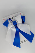 School Bow - Royal Blue and White - Loop Tail Hair Bow - Clip