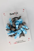 School Bow Blue Topaz and Metal Grey - Corker Bow - Elastic