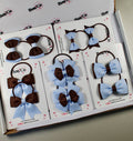School Bow Bundle Saver - 10 Pack - Bluebell and Brown - Elastic