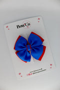 School Bow Royal Blue and Red - Layer Edge Bow - Clip