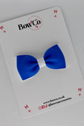 School Bow Royal Blue and White - Double Lapel Bow - Clip