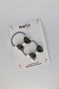 School Bows Metal Grey and White - Layer Tail Bow Set - Elastic