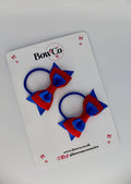 School Bows Royal Blue and Red - Butterfly Bow Set - Elastic