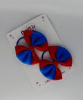 School Bows Royal Blue and Red - Round Tuxedo Bow Set - Elastic