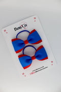 School Bows Royal Blue and Red - Tuxedo Bow Set - Elastic