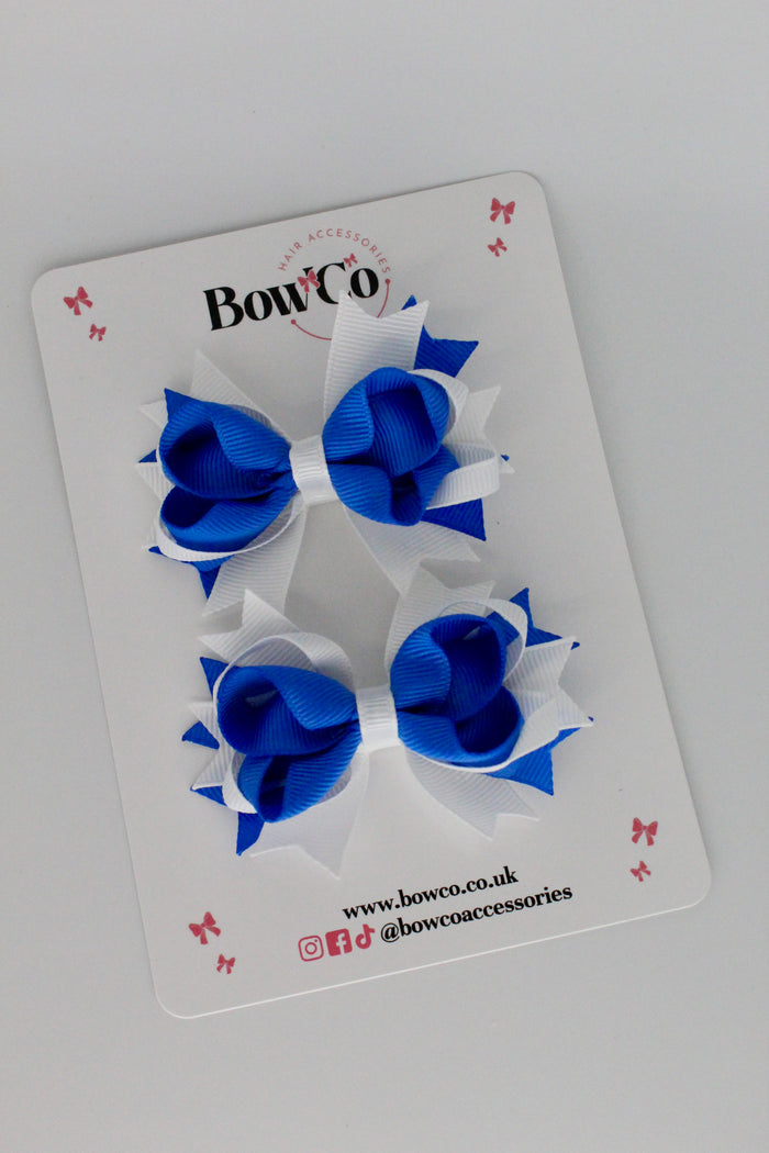 School Bows Royal Blue and White - Loopy Stacked Bow Set