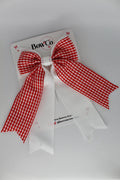 School Red Gingham Classic Tail Bow - Clip