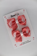 School Red Gingham Loop Bow Set - Clip