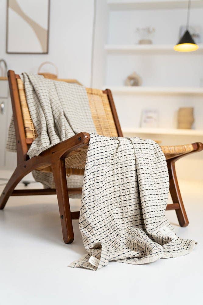 September Linen Plaid Throw Blanket W01 - Magnolia Lane co. Home + Garden + Gift