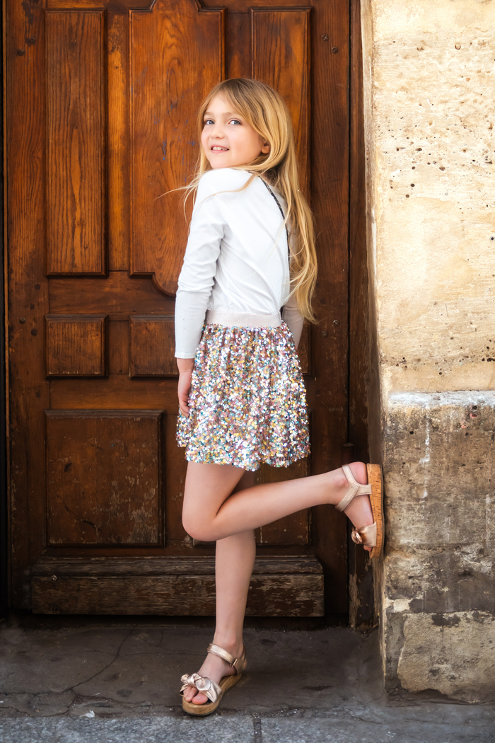 Sequins Skirt with Elastic Waistband