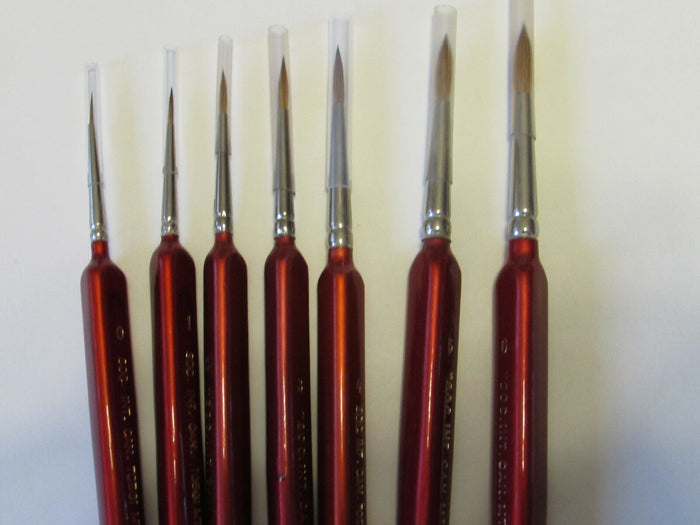 Set of 7-- Artist Red Sable brushes With Triangular Handle Plus Brush Case