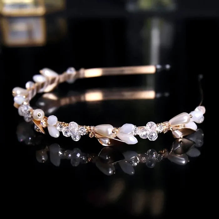 Wedding Hair Accessories - Gold Opal Bridal Headband