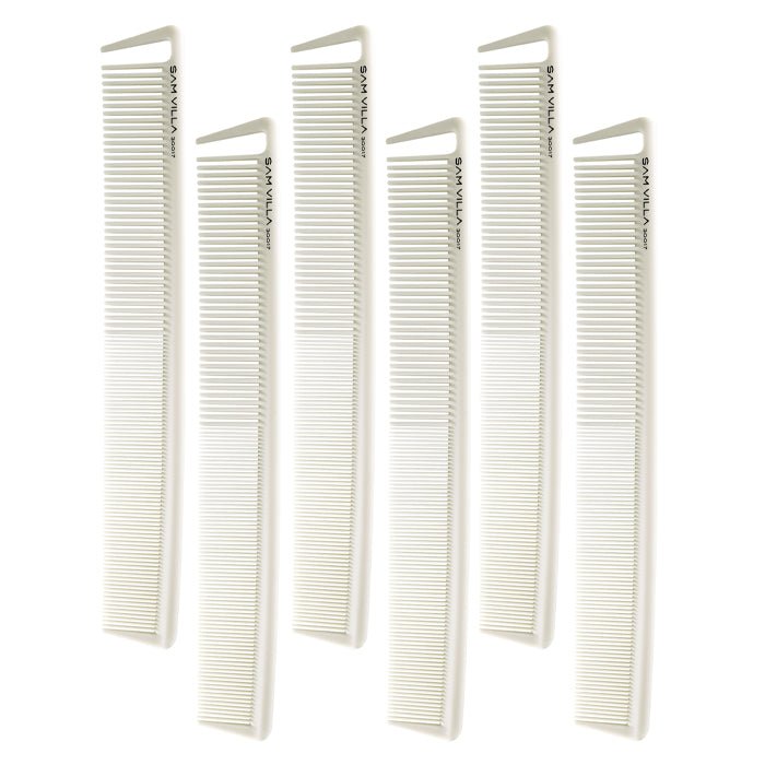 Sam Villa Signature Series Long Cutting Comb, professional heat-resistant carbon and silicone comb, seamless snag-free design for smooth glide, built-in parting pick for precise sectioning, ideal for scissor over comb and long hair cutting, durable salon styling tool, resists melting and breakage, perfect for all hair types