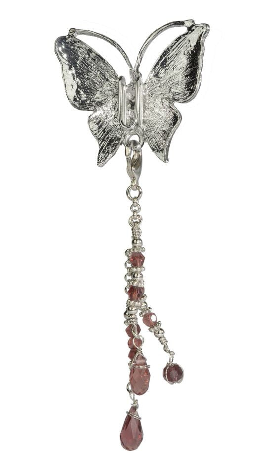 Silver Butterfly Hair Hook with Bead - Ponytail Holder for Women back view