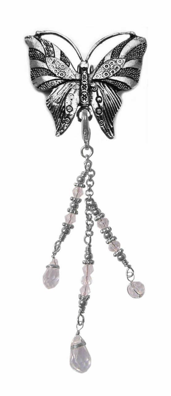Silver Butterfly Hair Hook with Bead Charm – Elegant Ponytail Holder for Women