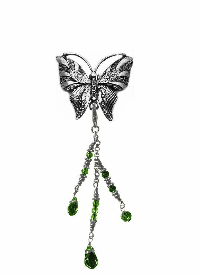 Silver Butterfly Hair Hook with Bead Charm – Elegant Ponytail Holder for Women