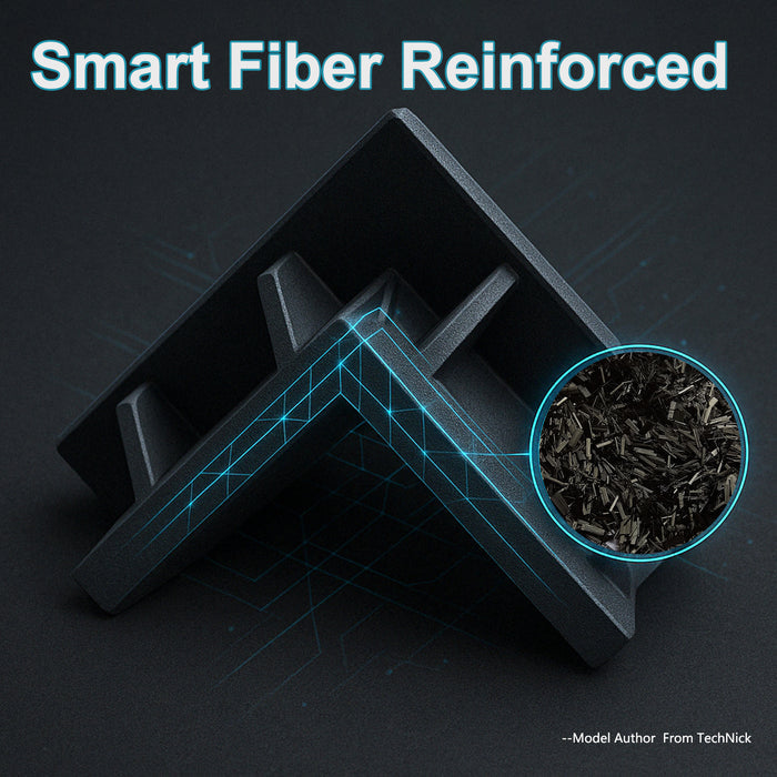 carbon fiber PET filament 3D printed bracket with carbon fiber reinforcement closeup