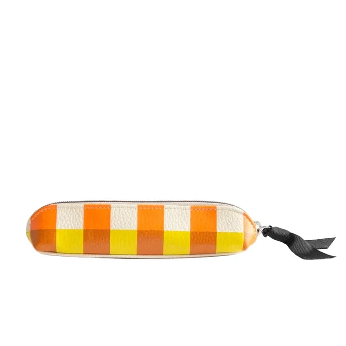 Slim Pencil / Makeup Case with Monochrome Stripe Lining