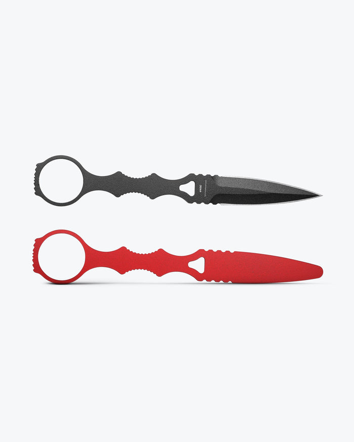Black Red SOCP Dagger Trainer Flat Lay Front View | Benchmade Knife Co.