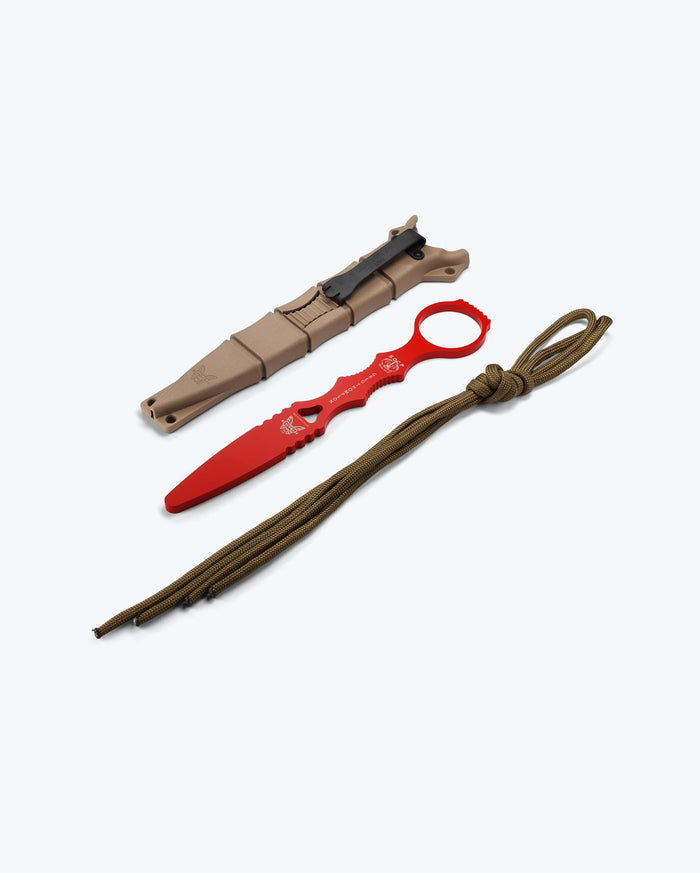Red SOCP® Trainer knife exploded view with paracord - Benchmade Knife Co.