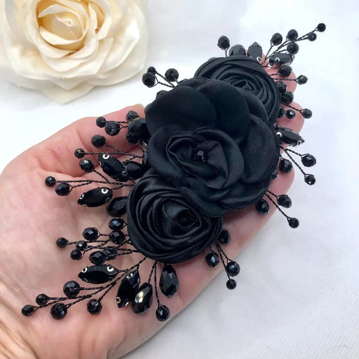 Wedding Hair Accessories - Black Crystal Bridal Hair Accessory