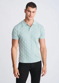 Stalk Textured Silk/Tencel 3-Button Knit Polo PM-16319