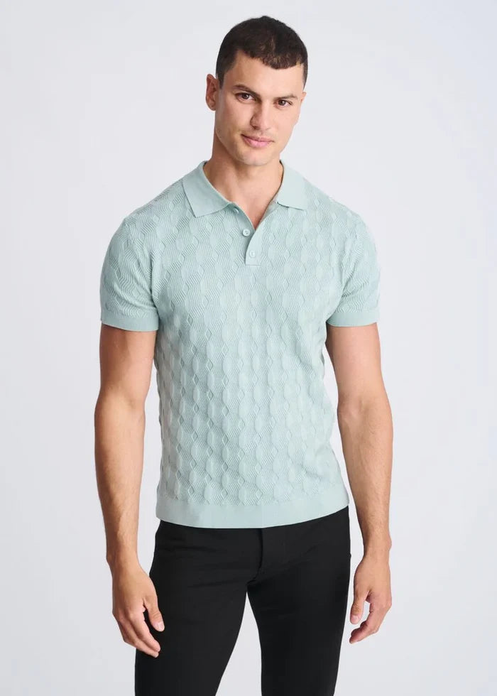 Stalk Textured Silk/Tencel 3-Button Knit Polo PM-16319
