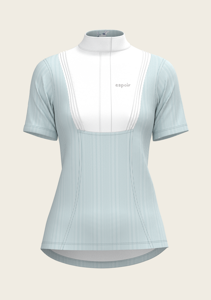 Stripes in Sky Blue Short Pleated Short Sleeve Show Shirt