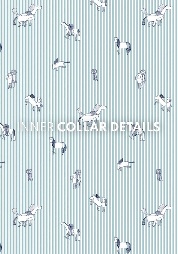 Stripes in Sky Blue Short Pleated Short Sleeve Show Shirt