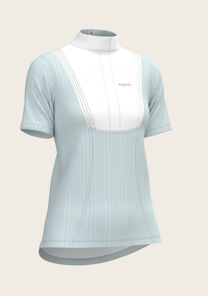 Stripes in Sky Blue Short Pleated Short Sleeve Show Shirt