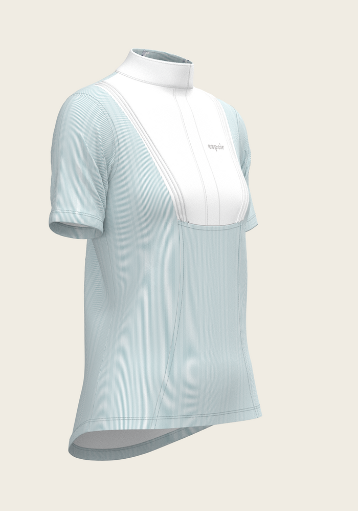 Stripes in Sky Blue Short Pleated Short Sleeve Show Shirt