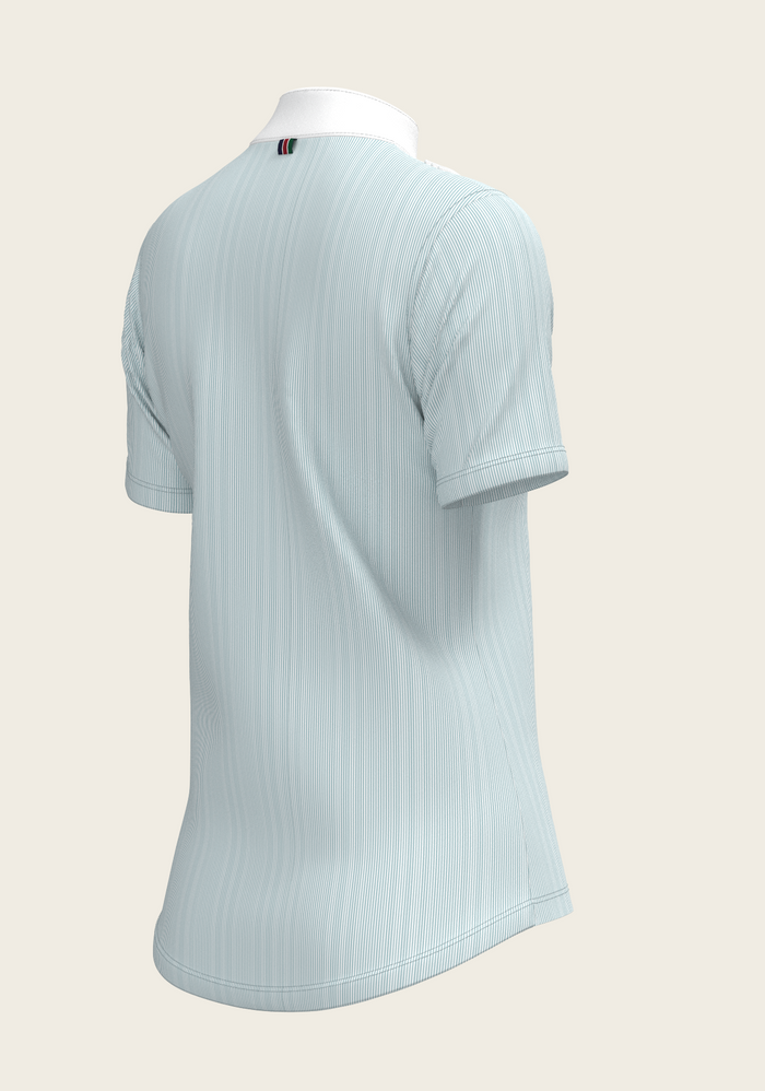 Stripes in Sky Blue Short Pleated Short Sleeve Show Shirt