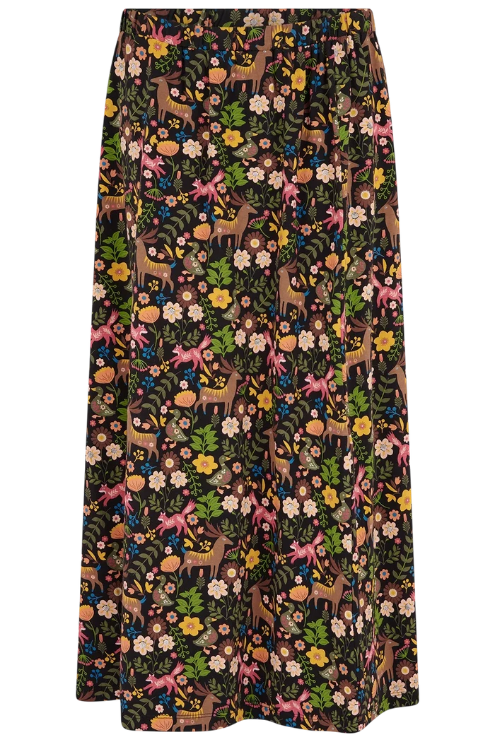 SUGARHILL BRIGHTON JAYDA JERSEY SKIRT, BLACK FOREST FOLKLORE